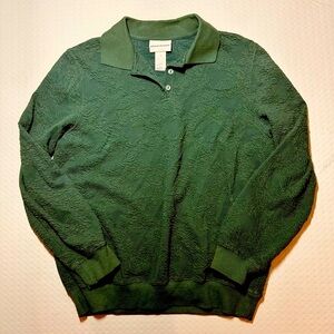 Alfred‎ Dunner Forest green sweater collar shirt size M EUC